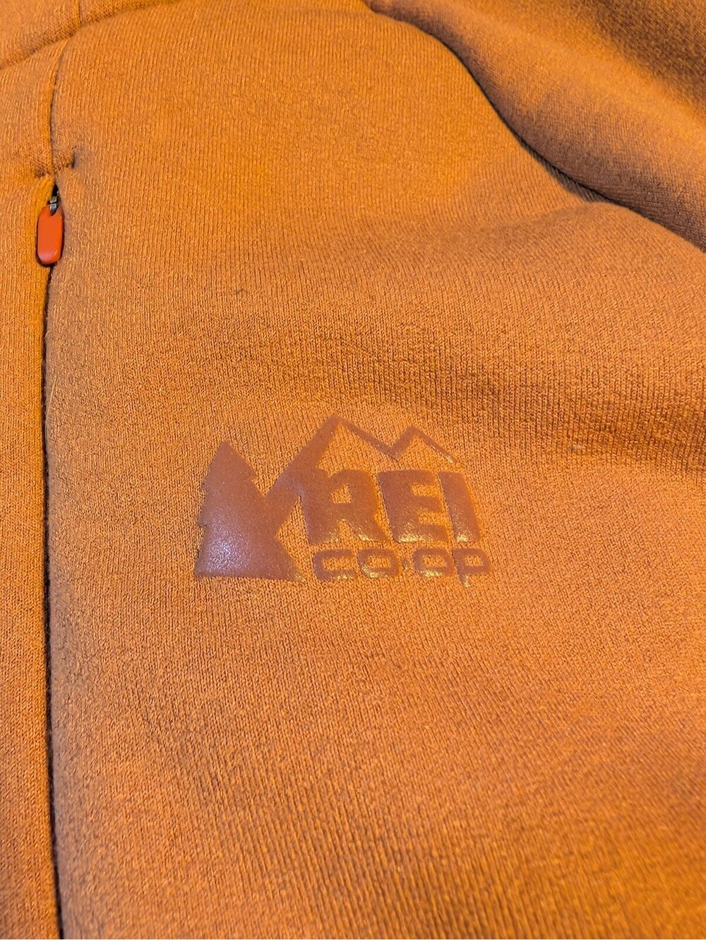 REI Co-op unisex Full Zip Hoodie Sweatshirt in Rust Orange